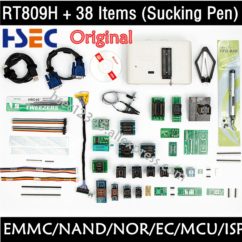 RT809H+ CD программное обеспечение+ ICSP+ ISP EMMC-Nand-NOR-FLASH чрезвычайно универсальный программатор лучше, чем RT809F CH341A программатор