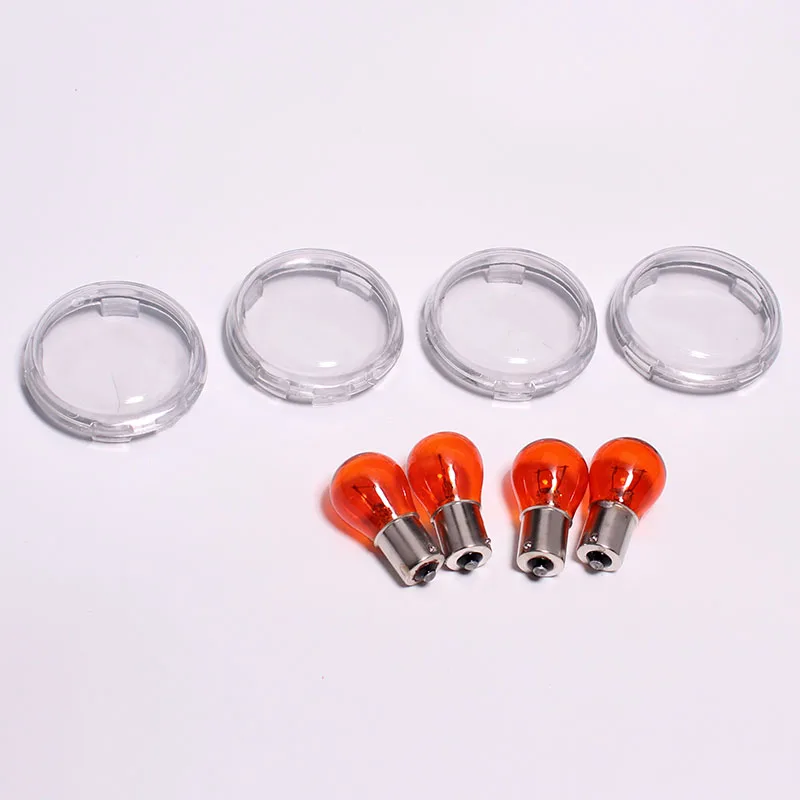 4 X Clear Lens Turn Signal Light Cover w/ Bulb For Harley Sportster 883