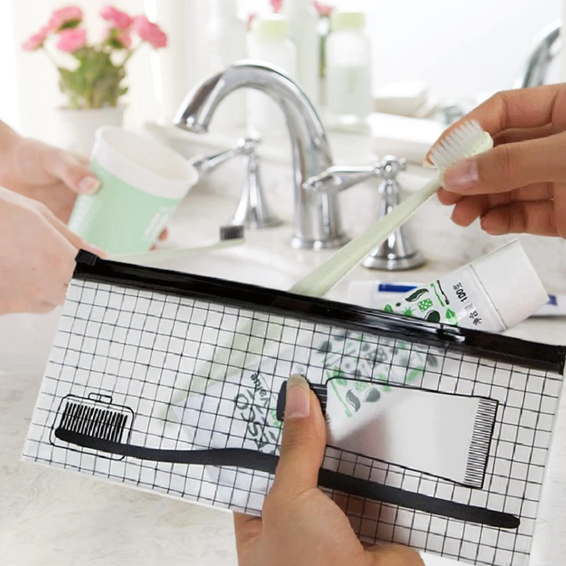 فرشاة أسنان شفافة التجميل حقيبة النساء السفر حقيبة مستحضرات تجميل المكياج المنظم كيس التخزين أدوات الزينة الجمال غسل كيت حالة