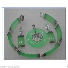 Редкие прекрасные очаровательные ювелирные изделия зеленый стонг кулон комплект из браслета и серег ювелирных изделий серебряный крючок