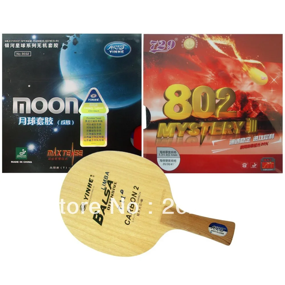 

Pro Table Tennis Combo Racket Galaxy YINHE T-11+ with Moon Factory Tuned and RITC 729 802 Mystery III Long Shakehand FL