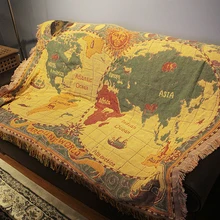 Карта мира пледы одеяло Рождественский подарок декоративные Cobertor Manta Para диван/кровати путешествия плед Кемпинг сшивание одеяло s кисточкой