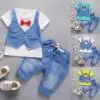 

Toddler Kids Baby Boys Outfits Short Sleeve T-shirt+Pants Gentleman Clothes Set T-shit+Pants Cotton