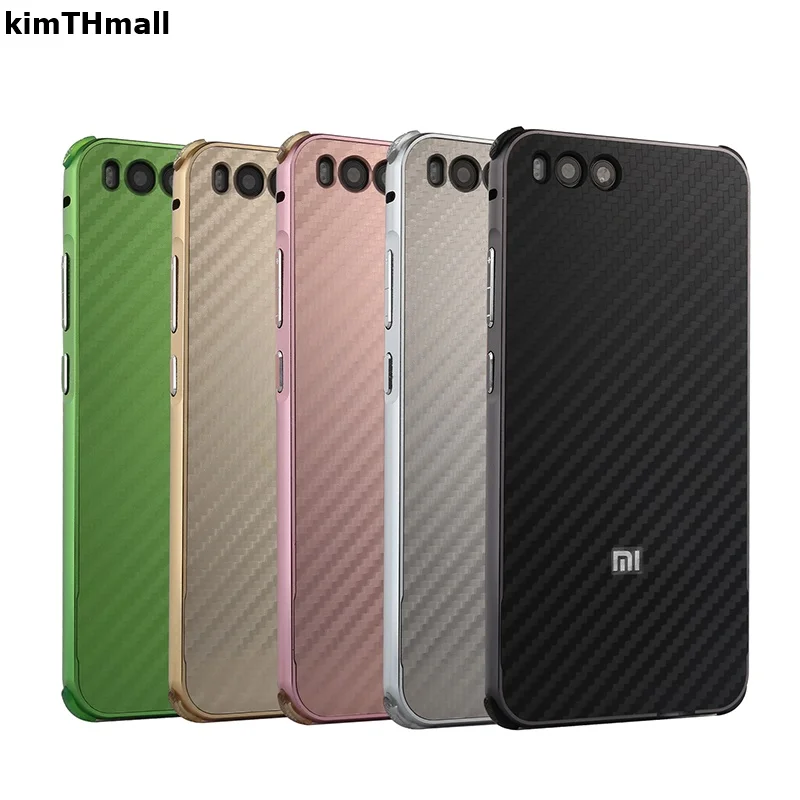 Best Case For Xiaomi Mi6 Back Cover fundas for Xiaomi mi 6 case Luxury Carbon Fiber Metal 2 in 1 Shock Proof Hard case kimTHmall