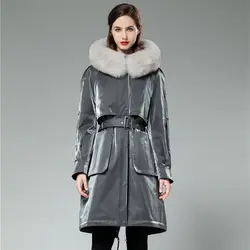 Женская куртка из натурального меха, пальто из меха енота, ветровка с меховой подкладкой для девочек, натуральный мех