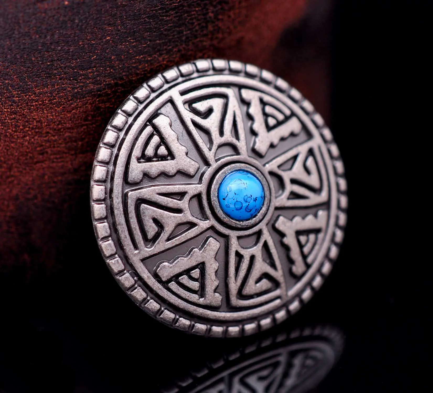 

10pcs 1-1/8" Nickle Plated Biker Motocycle Turquoise Celtic Cross Western Concho For Leathercraft Saddle Tack Belt Wallet Decor