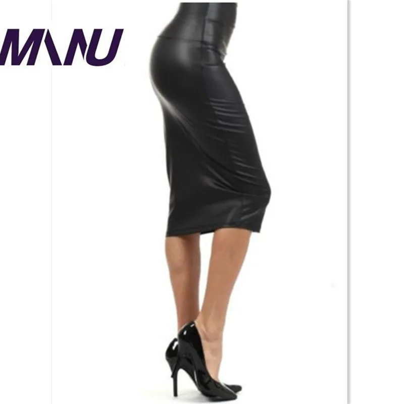 WBCTW искусственная кожа сплошной Bodycon 6XL 7XL плюс размер Весна Лето Юбка офисная миди