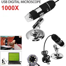 Портативный ручной эндоскоп 1000X ABS черный 8LED камера видеонаблюдения в реальном времени Мобильные Телефоны Компьютеры инспекционные