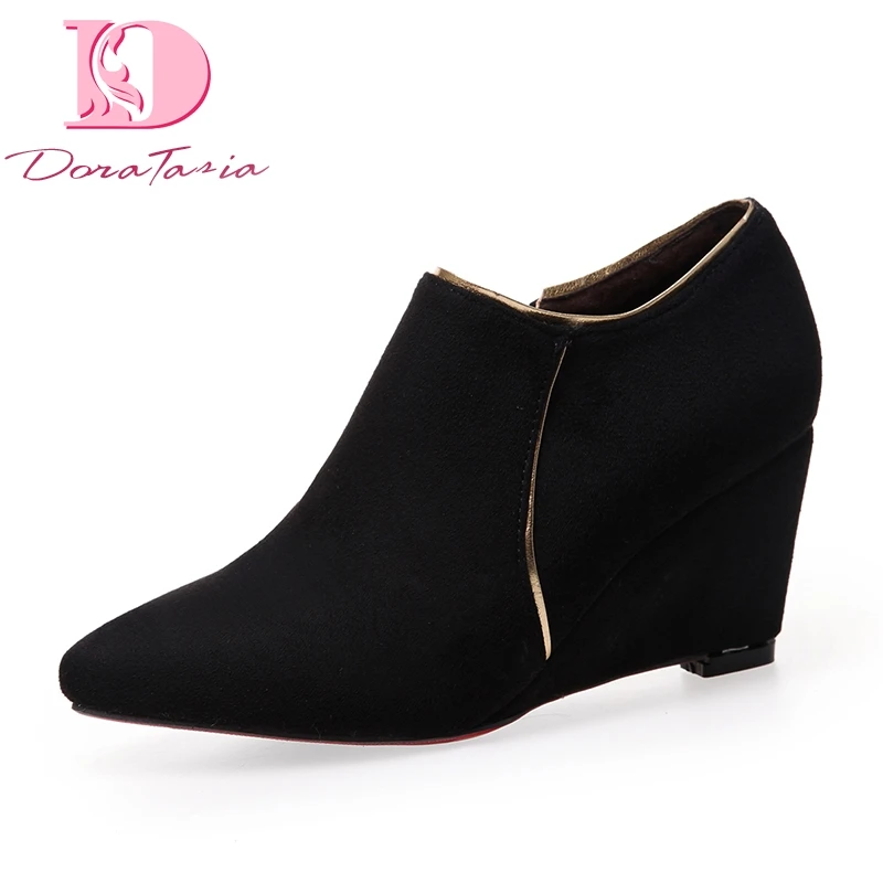 

Doratasia New Plus Size 34-43 Wholesale Elegant OL Women Shoes Woman Wedges High Heels Pointed Toe Comfortable Woman Pumps