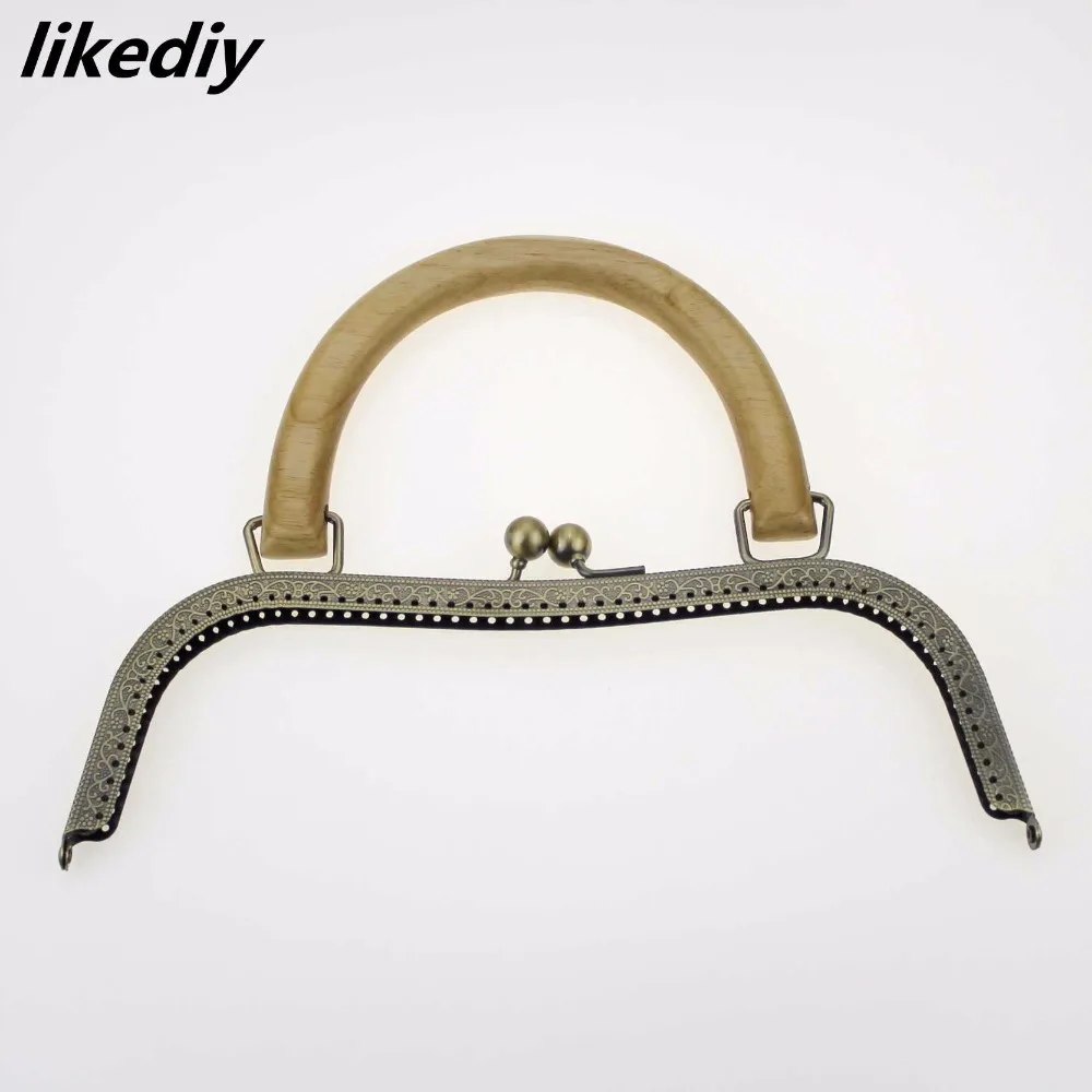 

10 pcs/lot 26 cm Antique Bronze Concave waist wood handle Metal Purse Frame High Quality for DIY bag Accessory