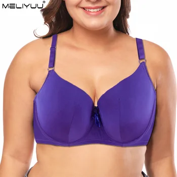 

Plus size Bras For Women Underwire Padded Brassiere Support Push up Bra Sexy Lingerie Solid Color Bralette Large 40-52 D DD E F