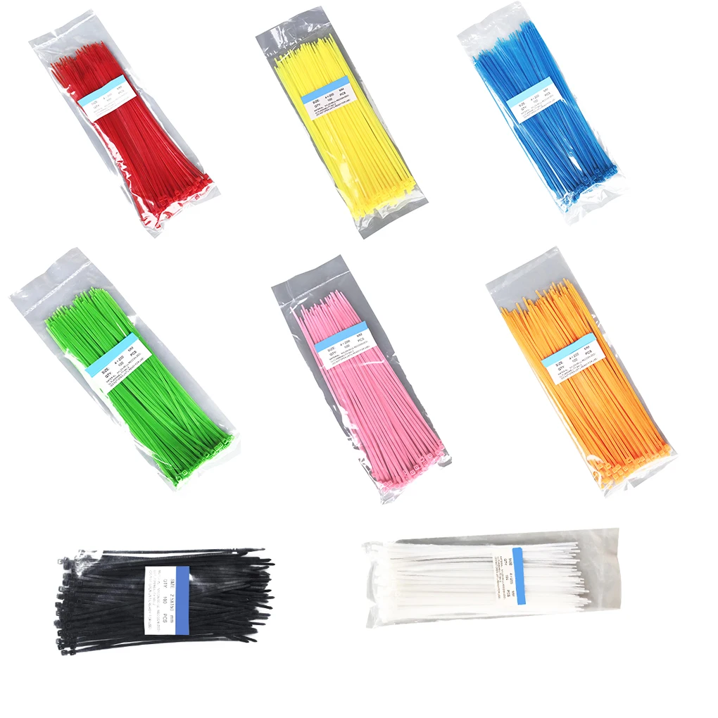 

200mm Self-locking Nylon Cable Ties 100pcs 8 color Plastic Zip Tie wire binding wrap straps Network Cable Zip Tie Cable Ties