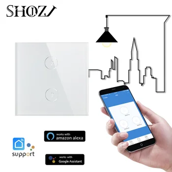 

Alexa Google Home EU US Wifi Wall Touch Switch 2 Gang 2 Way Wireless Remote Light Relay App tuyu smart life Control Work