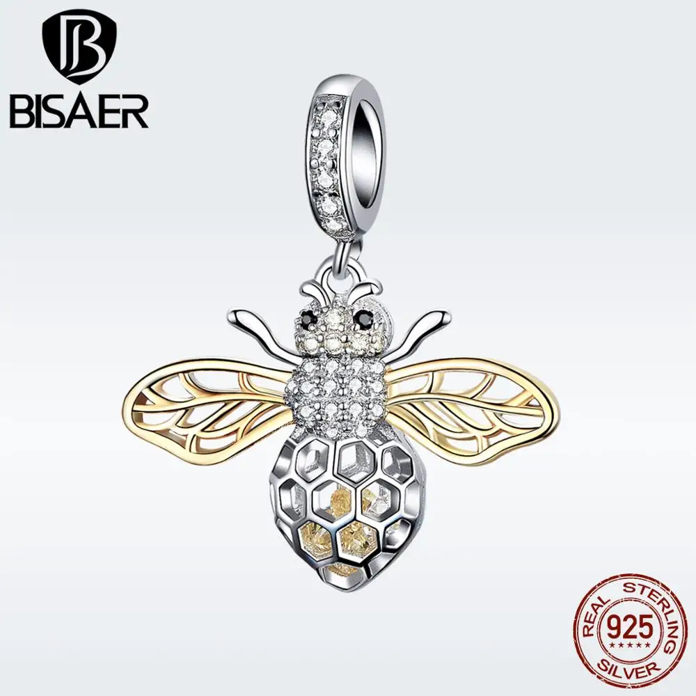 

2019 New Design 925 Sterling Silver Gold Color Popular Bee Pendant for Charm Bracelet and Necklace with Yellow Stone GXC1125