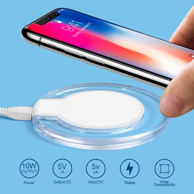 5 W رقيقة جدا اللاسلكية شاحن آيفون X Xs ماكس XR 8 سريع كابل شحن لهواتف سامسونج S8 s9 plus ملاحظة 9 8 USB للهاتف المحمول شاحن