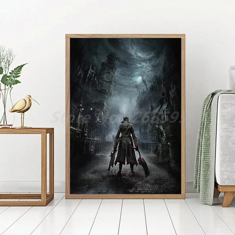 inch frame 18x24 nz Into Hd Wall Canvas Art Sneak Yharnam Bloodborne Peak