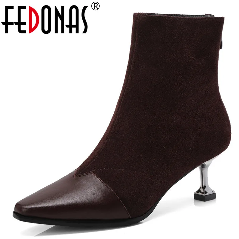 

FEDONAS New Autumn Winter Slim Ankle Boots Sexy High Heeled Short Martin Shoes Woman Retro High Quality Night Club Office Pumps