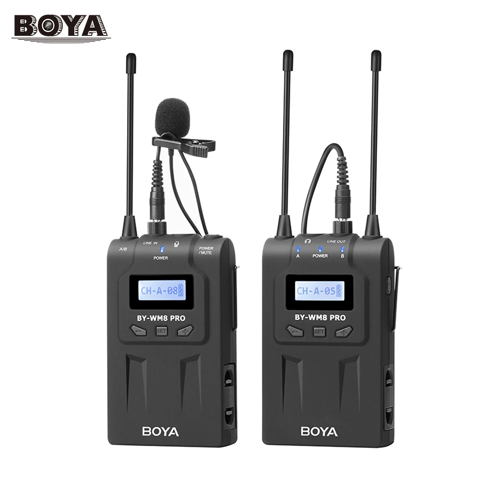 BOYA BY-WM8 Pro K1 UHF беспроводной микрофон микрофонная система двухканальный петличный двухканальный 32 МГц пропускной способности