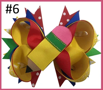 

free shipping 50pcs 5'' apple DOT Hair Bows For Children Back To School Hair Clips Cartoon Girls Headwer Hair Accessories