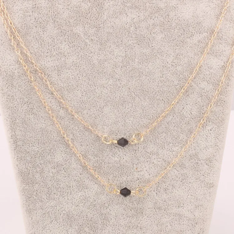 

Hot style simple double layer black crystal necklace