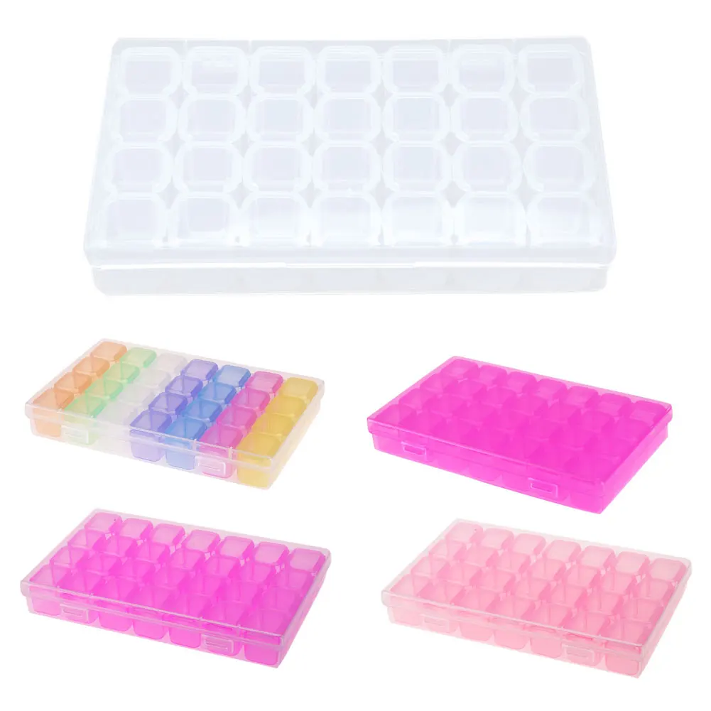 

28 Bottles/Set Nail Art Organizer Storage Decals Decoration Jewelry Rhinestone Case Colored Beads Container Manicure Accessory