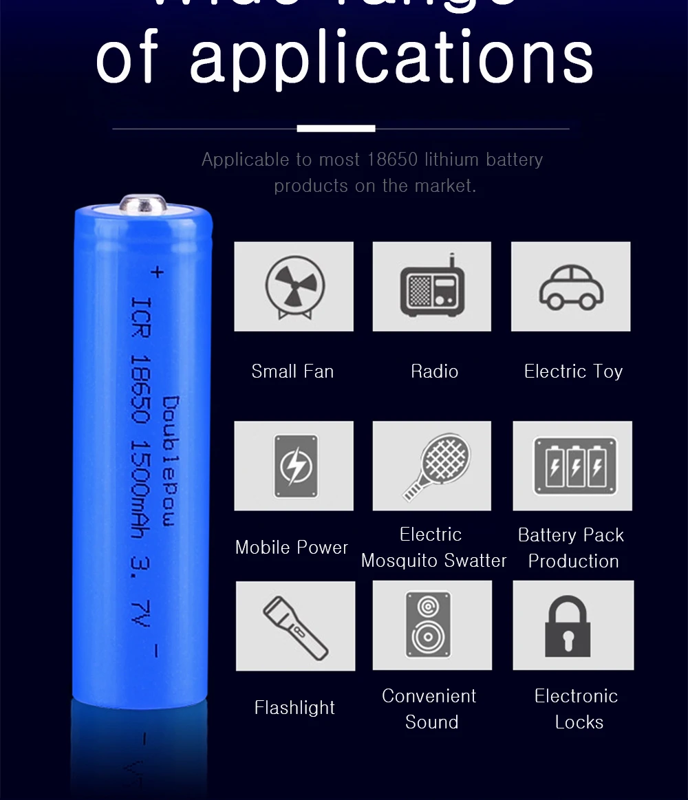 Doulepow 18650 2200 мАч аккумуляторная батарея для фонарика громкоговорителя радио вентилятор и т. Д. Высокое качество Литий-ионные батареи