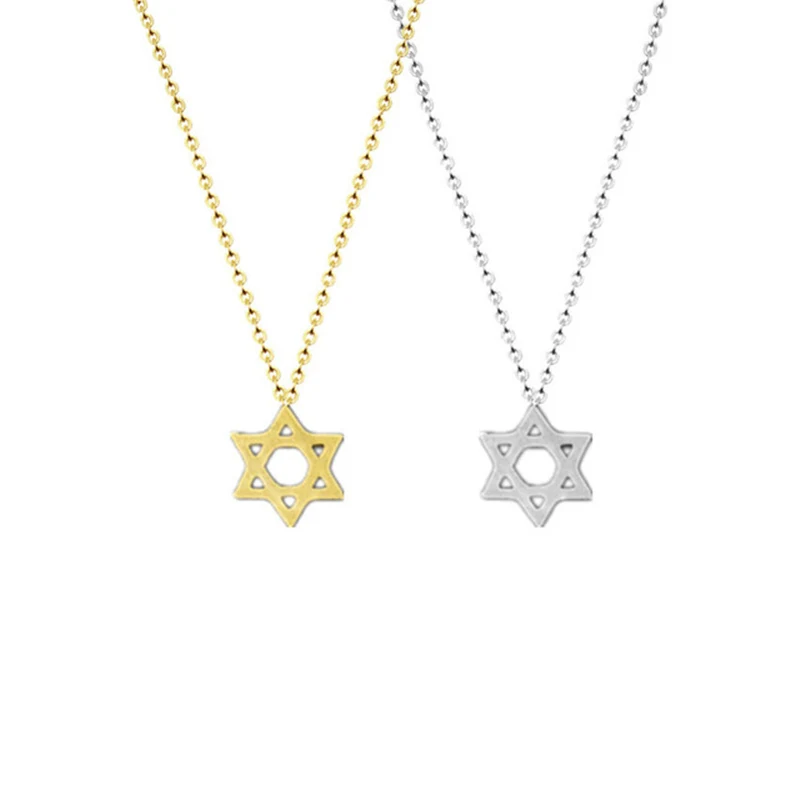 

30pcs/lot-2015 Gold/Silver Fine Jewelry Vintage Cute Tiny Star of David Statement PVD Stainless SteelPendant Necklace for Women