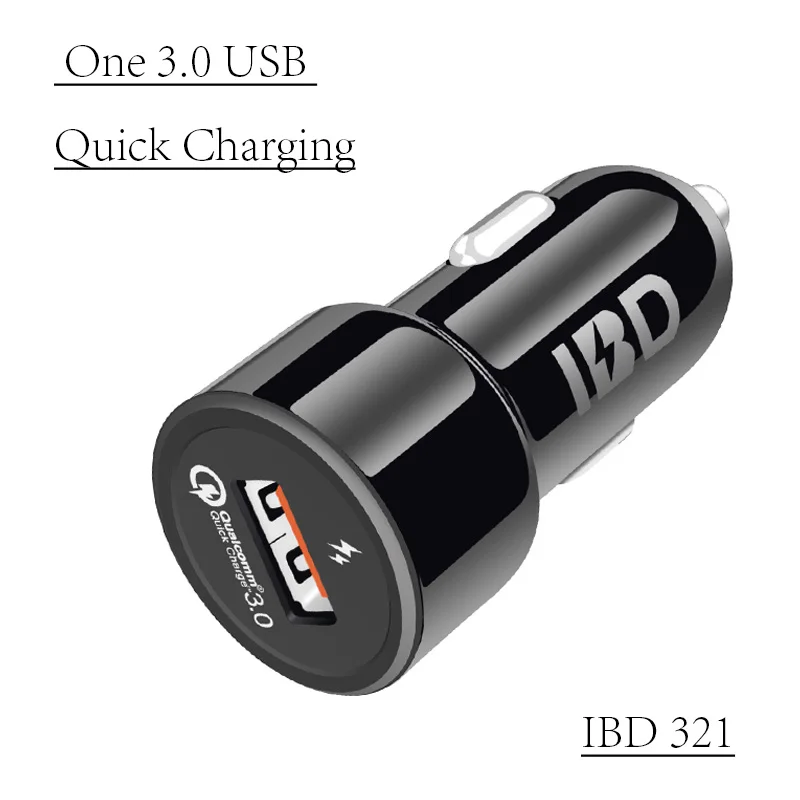 IBD автомобильное зарядное устройство USB 3,0 зарядное устройство для сотового телефона адаптер питания 30 Вт Быстрое зарядное устройство для iphone samsung Galaxy huawei Xiaomi - Тип штекера: IBD321 Car charger