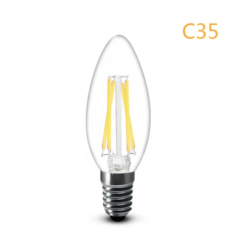 Светодиодный ламп накаливания E27 220 V E14 старинная свеча земной шар ампулы светодиоды по технологии cob домашнее декоративное стекло шар 220/230/240/250/260 V - Испускаемый цвет: C35