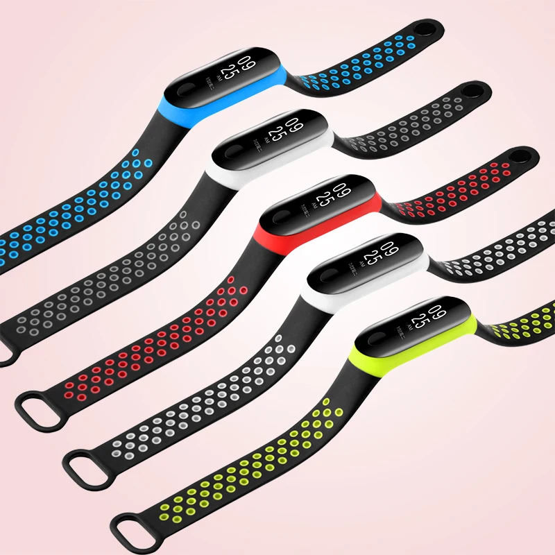 BOORUI mi band 3 ремешок двойной цвет дышащий силиконовый miband Ремень спортивный pulsera