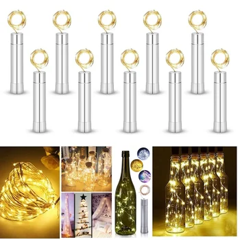 

5/10pcs 2m 20LED Wine Bottle Cork Light 3.3ft Copper Wire Fairy Warm White Lamp(Battery Not Included)
