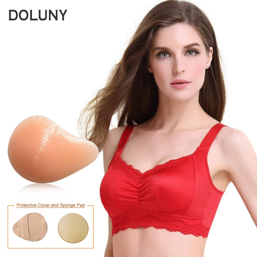 Silicone Breast Forms Artificial Spiral Fake Breast Form Prosthesis and the  Red Mastectomy Bra has Pocket for women Cancer D30 - AliExpress