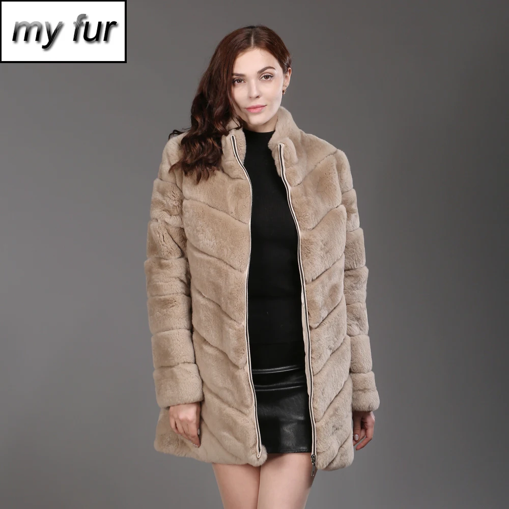 

New Winter Women Real Rex Rabbit Fur Coat Warm Lady Long Style Rex Rabbit Fur Overcoat Guality Genuine Rex Rabbit Fur Jacket