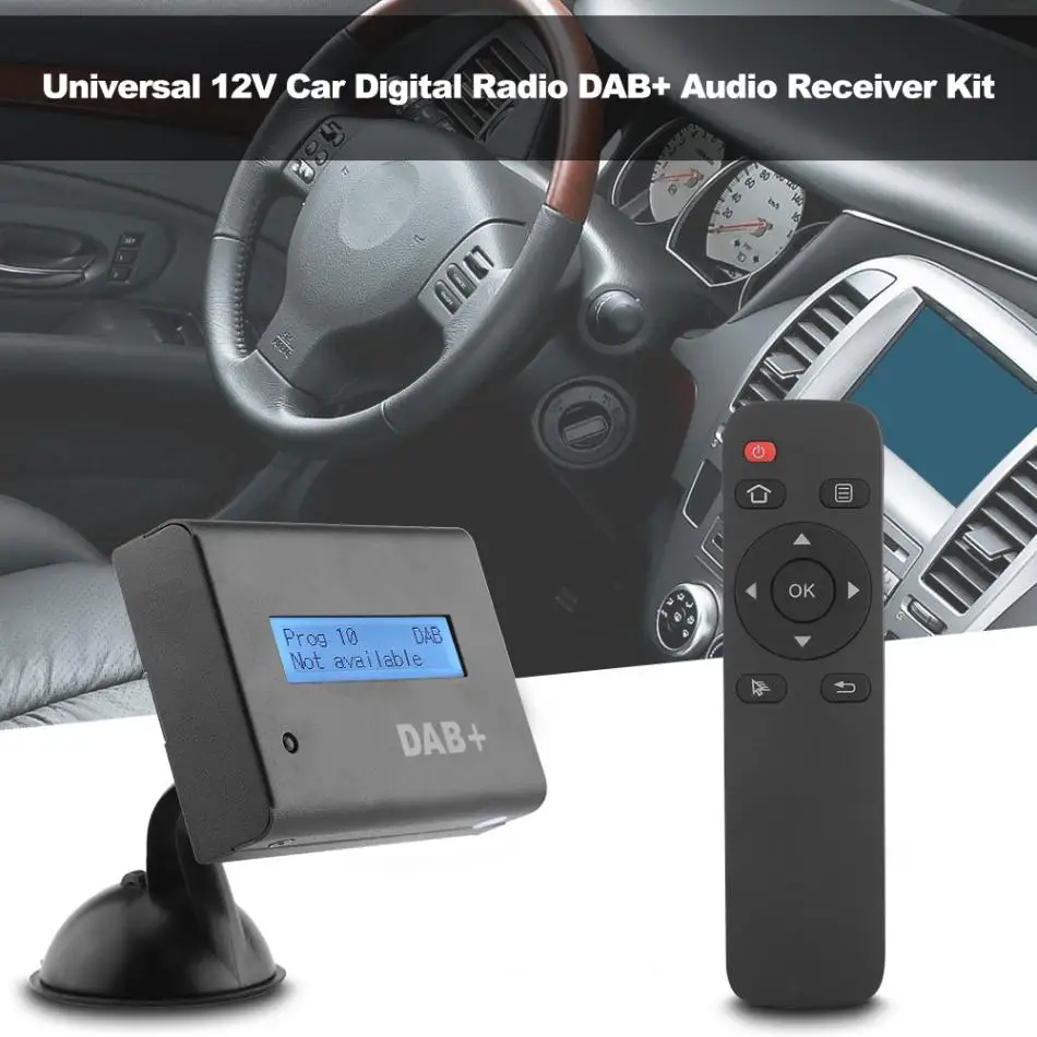 

12V Car DAB Receiver Digital Radio DAB+ Audio Receiver Kit with Car Charger / Remote Control Universal