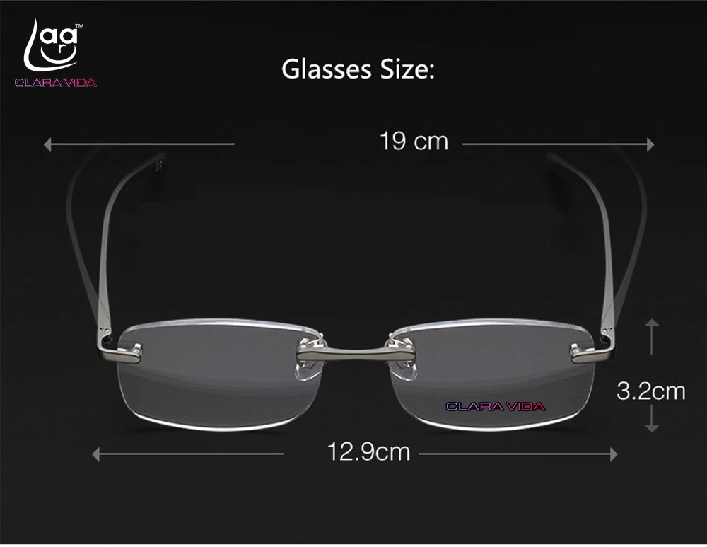 

2019 =clara Vida= Limited Al-mg Rimless Reading Glasses Ultra Light Uv400 Anti-fatigue Lenses +2.0 +2.5 2.75 +3.0 +3.5 3.75
