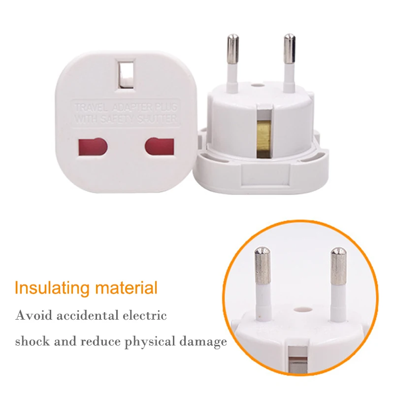1 PC UK TO EU AC Power Socket Plug Travel Charger Adapter Converter 4.0mm Electrical Socket EUR European Charger power socket
