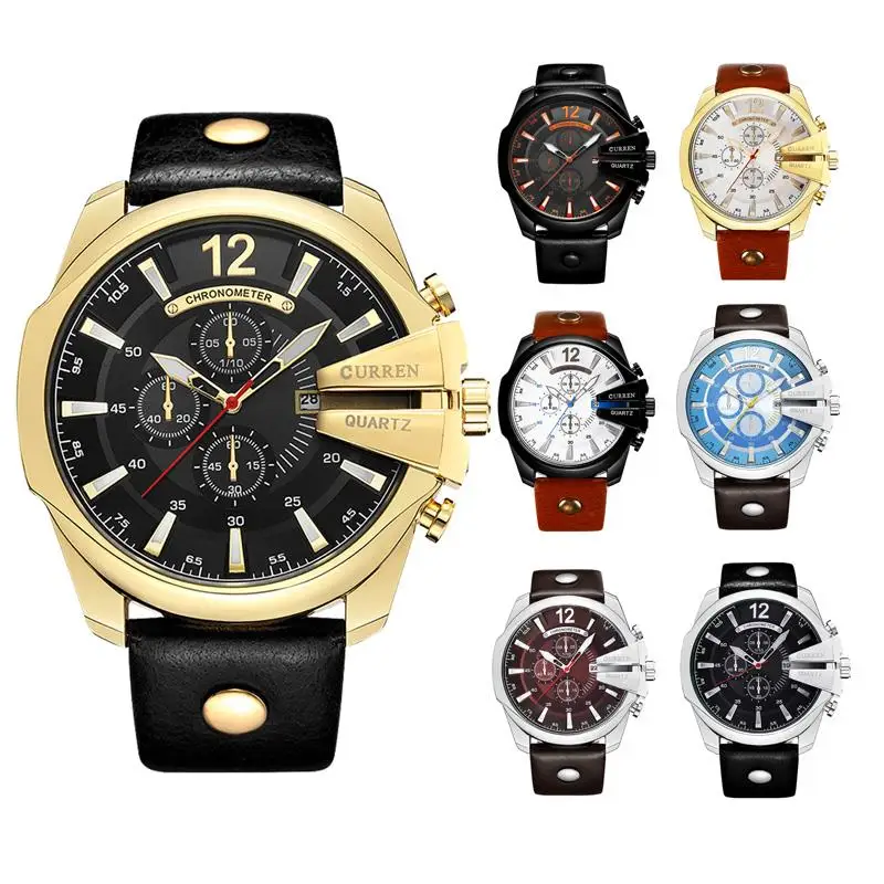 Curren Мужские часы Топ Бренд роскошные золотые кварцевые часы водонепроницаемые кожаные мужские часы спортивные наручные часы Relogio Masculino