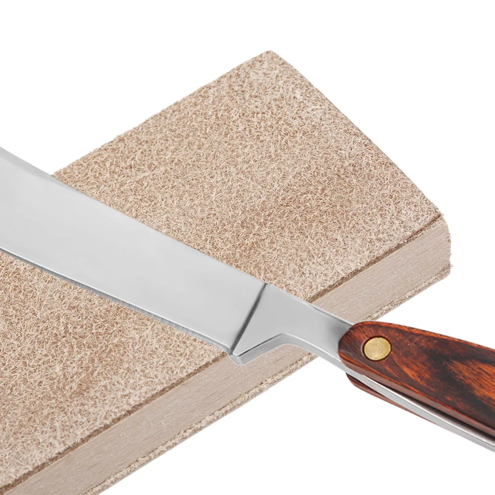 

Wood Handle Double Sided Men's Shaving Razors Knife Polishing Board Leather Sharpening Strop Male Barber Leather Sharpening Tool