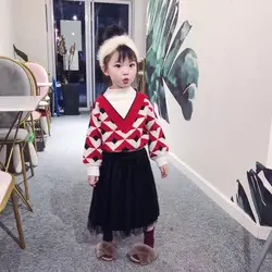 2018 новая зимняя детская одежда свитер для девочки пальто для девочек поддельные Шить Свитер
