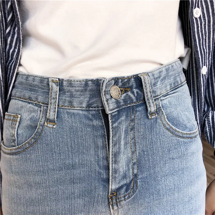 S XL 2 цвета осень в Корейском стиле Высокая Талия рваные джинсы для женщин