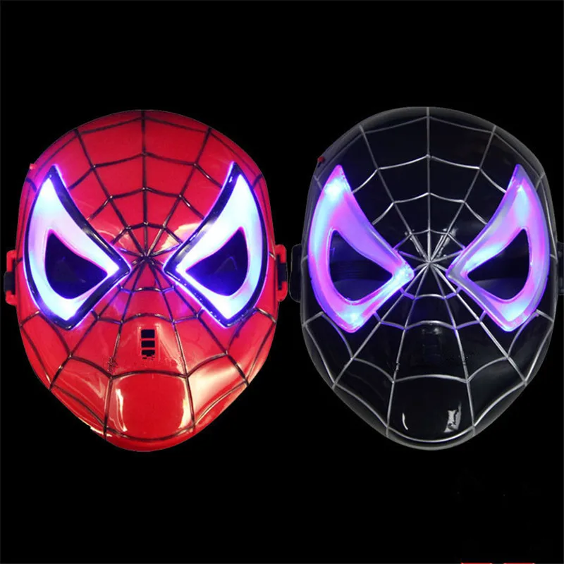 3D Spiderman Mask LED Flash Light Eyes Magic Mask Party Kids Face Carnival Red Back Cosplayin