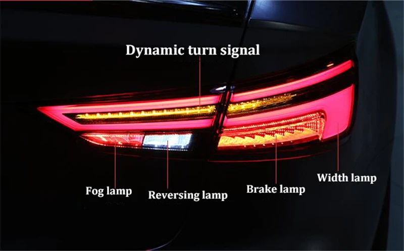 Динамический сигнал поворота задних сигнальных огней, для Audi A3 светодиодный задний блок освещения DRL+ указатель поворота+ тормоза+ обратный+ Противотуманные фары