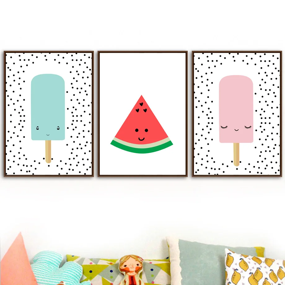 

Ice Cream Watermelon Nordic Posters And Prints Wall Art Canvas Painting Nursery Decoration Pictures Baby Girl Boy Room Decor