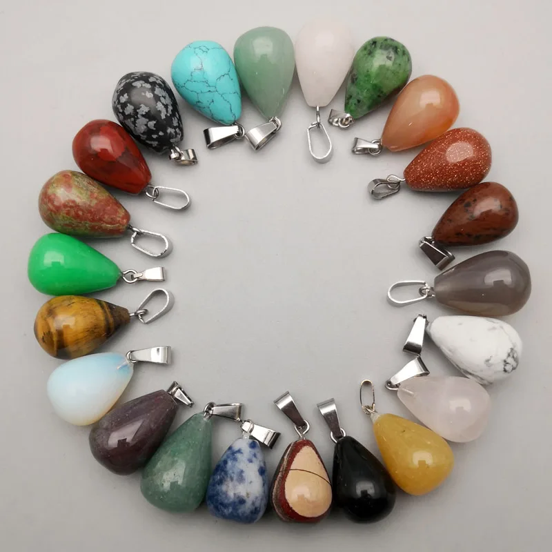 

Natural stone pendants Fashion mixed water drop Necklaces Pendants for Jewelry making Point 50pcs/lot free shipping Wholesa