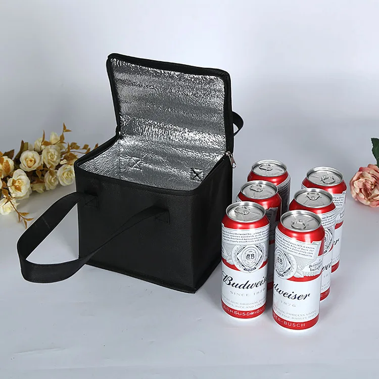 Нетканая сумка-холодильник, переносная упаковка для льда, контейнер для упаковки пищевых продуктов, Изолированные сумки-холодильники для сухого льда, Термосумка для обеда, сумки для доставки - Цвет: Black(28X14X17CM)