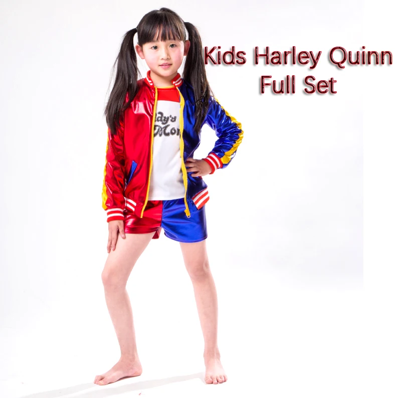 

Kids Harley Quinn Costume Suicide Squad Harley Quin Cosplay T Shirt Jacket Clothing Set Halloween Costume For Girls