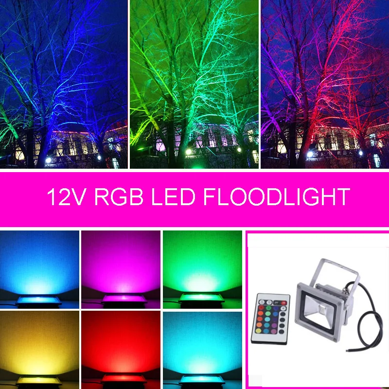 12 V RGB Светодиодный прожектор мощностью 10 Вт, 20 Вт, 30 Вт, 50 Вт, ручная сборка отражатель светодиодный прожектор Водонепроницаемый IP65 прожектор Наружное настенное освещение