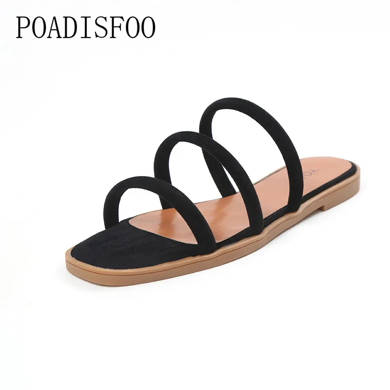 

POADISFOO 2018 summer fashion candy color ribbon flat with a female sandal Women's Slipper colorful shoes.CBSL-XA01