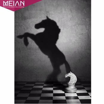 

Meian,Full Diy Diamond Painting Embroidery Cross Stitch Chess Horse For Christmas Gift Diamond Mosaic Needlework Art Decor