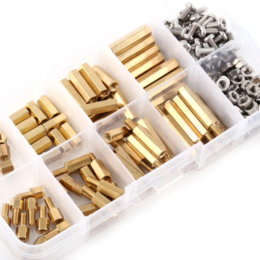 200pcs/Set M3 PCB Hex Male Female Threaded Brass Standoffs Screw Nut